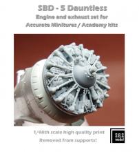 SBD-5 Dauntless engine & exhaust set for Academy/AM - 2.