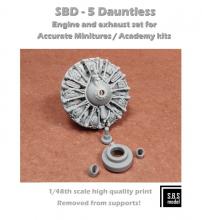 SBD-5 Dauntless engine & exhaust set for Academy/AM - 4.