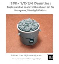SBD-1/2/3/4 Dauntless engine & oil cooler with exhaust - 2.